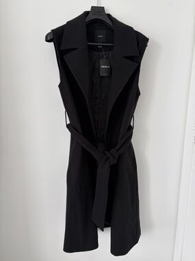Forever 21 Black Long Vest with Belt